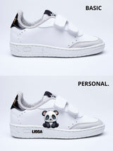 Customizable white sneakers with velcro