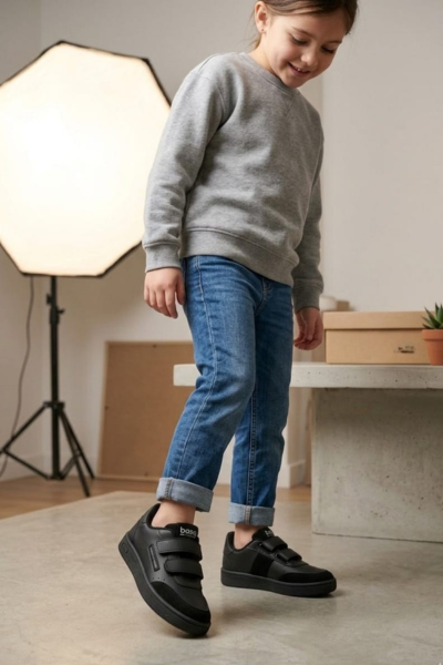 Zapatillas sostenibles para niños con velcro | basq Basic Black