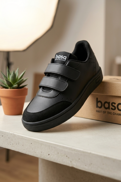 Zapatillas sostenibles para niños con velcro | basq Basic Black